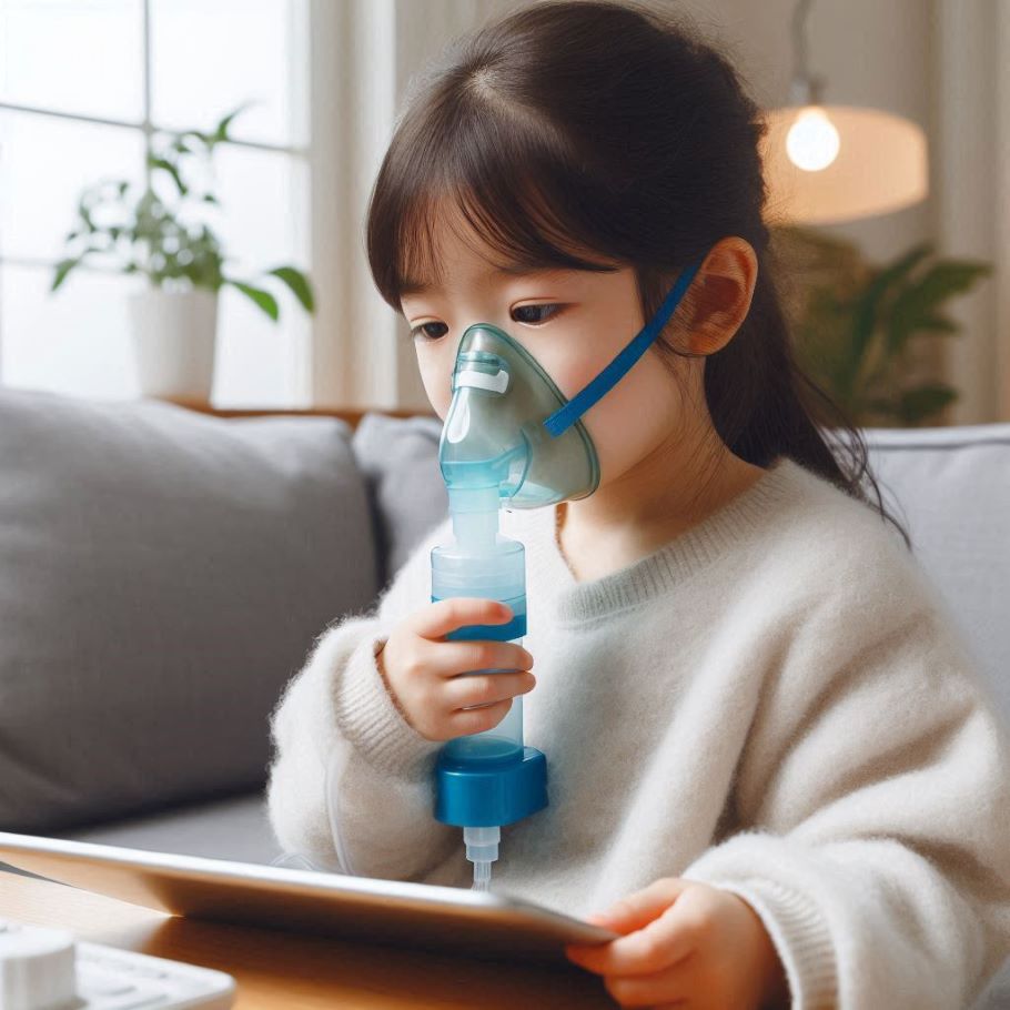 child using nebulizer